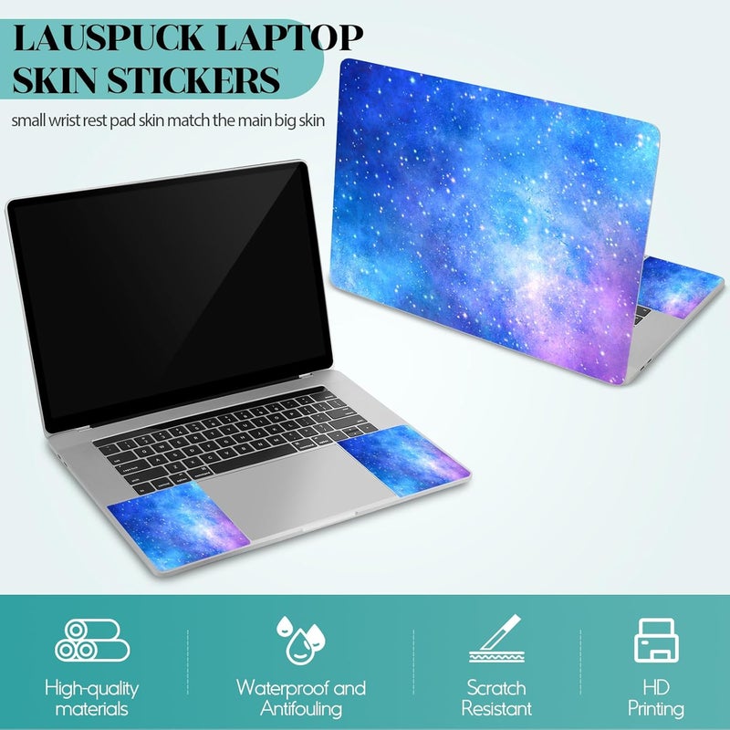 Lauspuck Laptop Skin Sticker Decal, 12" 13" 13.3" 14" 15" 15.4" 15.6 inch Personalized Universal Vinyl Notebook Skin Sticker Cover Art Protector Decal with Free 2 Wrist Pads, Nebula Galaxy - Image 2